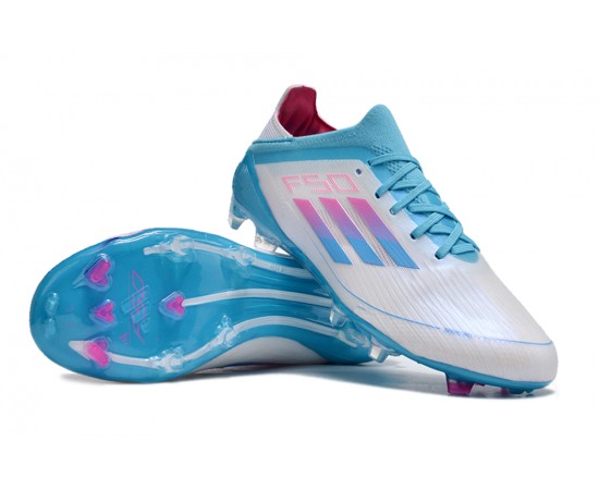 Adidas F50 FG Soccer Cleats Ltblue Grey Pink For Men And Women