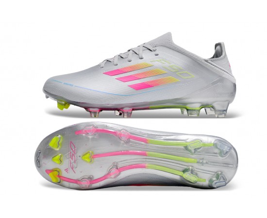 Adidas F50 FG Soccer Cleats Silver Purple Green For Men And Women