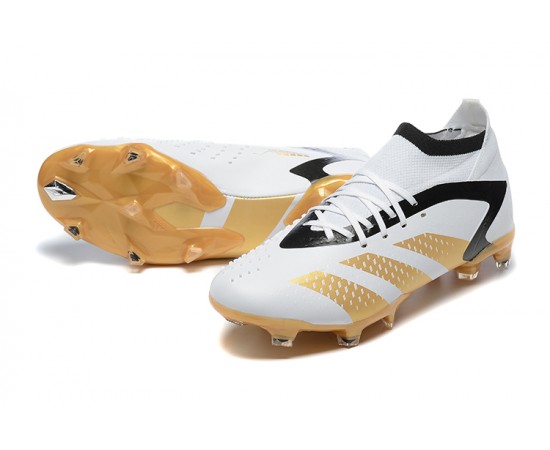 Adidas Predator Accuracy FG Soccer Cleats White Gold Black For Men