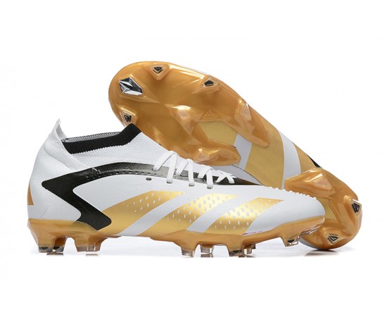 Adidas Predator Accuracy FG Soccer Cleats White Gold Black For Men