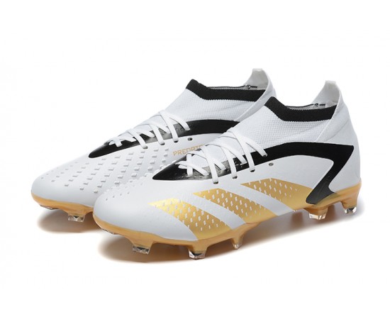 Adidas Predator Accuracy FG Soccer Cleats White Gold Black For Men