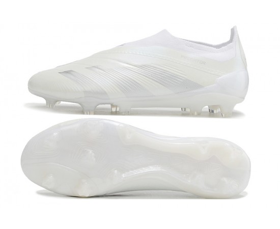 Adidas Predator Elite Laceless Boost FG Beige Silver Low Soccer Cleats For Men