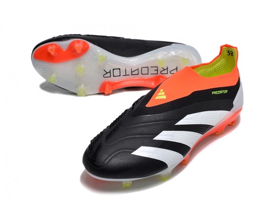 Adidas Predator Elite Laceless Boost FG Grey Black Orange Low Soccer Cleats For Men