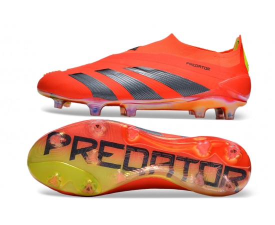 Adidas Predator Elite Laceless Boost FG Red Black Yellow Low Soccer Cleats For Men