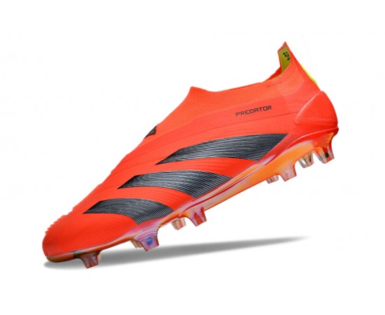 Adidas Predator Elite Laceless Boost FG Red Black Yellow Low Soccer Cleats For Men