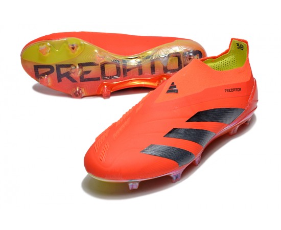 Adidas Predator Elite Laceless Boost FG Red Black Yellow Low Soccer Cleats For Men