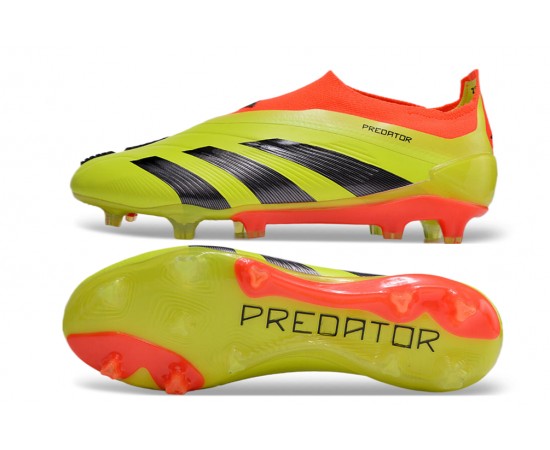 Adidas Predator Elite Laceless Boost FG Yellow Black Orange Low Soccer Cleats For Men