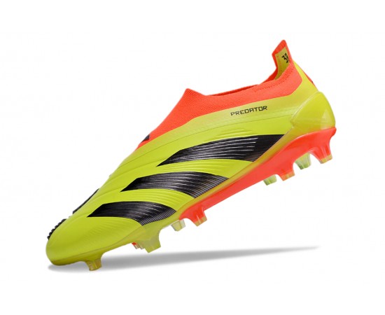 Adidas Predator Elite Laceless Boost FG Yellow Black Orange Low Soccer Cleats For Men