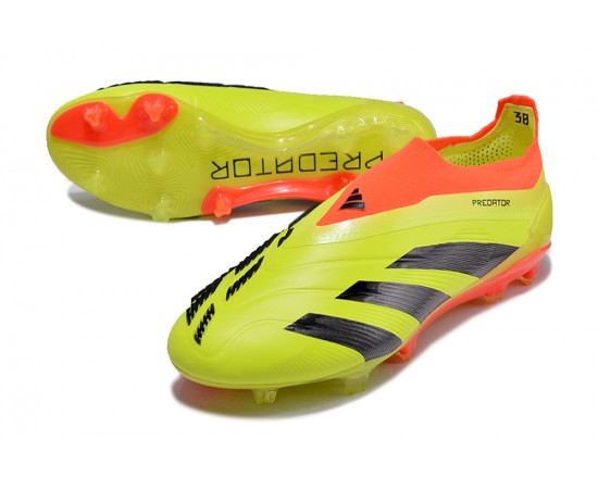 Adidas Predator Elite Laceless Boost FG Yellow Black Orange Low Soccer Cleats For Men