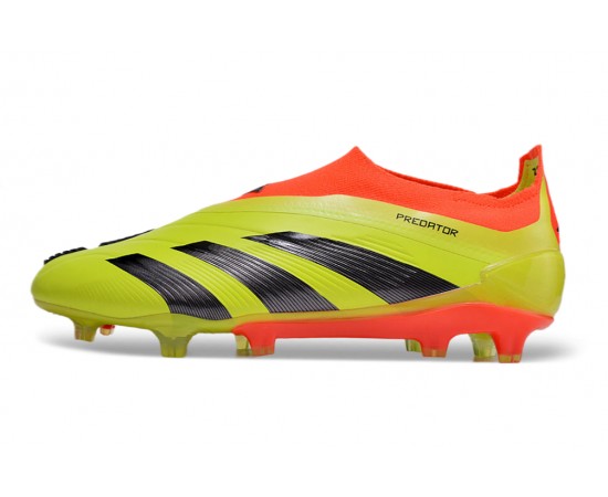 Adidas Predator Elite Laceless Boost FG Yellow Black Orange Low Soccer Cleats For Men