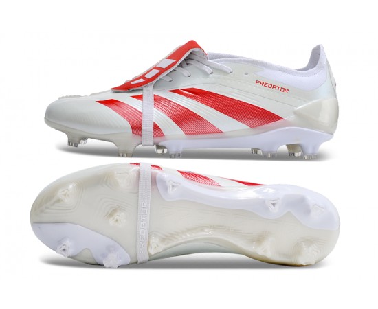 Adidas Predator Elite Tongue FG Beige White And Red Low Soccer Cleats For Men