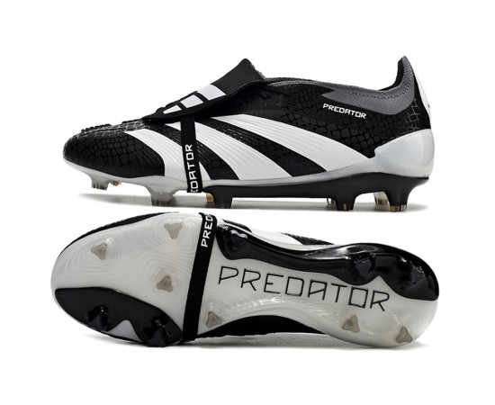 Adidas Predator Elite Tongue FG Black And White Low Soccer Cleats For Men