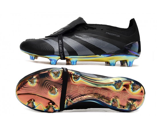 Adidas Predator Elite Tongue FG Black Gold And Silver Low Soccer Cleats For Men