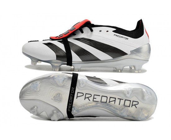 Adidas Predator Elite Tongue FG Black Red White And Silver Low Soccer Cleats For Men