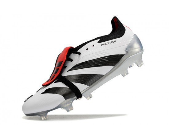 Adidas Predator Elite Tongue FG Black Red White And Silver Low Soccer Cleats For Men