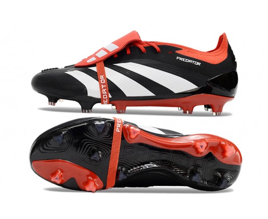 Adidas Predator Elite Tongue FG Black Red White Low Soccer Cleats For Men