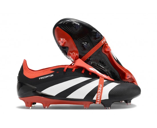 Adidas Predator Elite Tongue FG Black Red White Low Soccer Cleats For Men