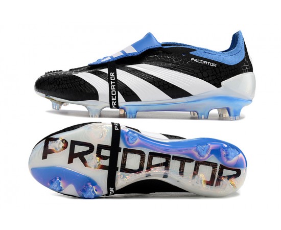 Adidas Predator Elite Tongue FG Black White Ltblue Low Soccer Cleats For Men