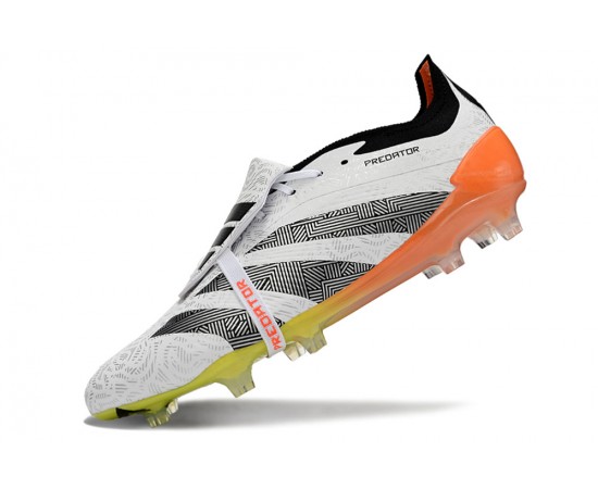 Adidas Predator Elite Tongue FG Black White Orange Low Soccer Cleats For Men