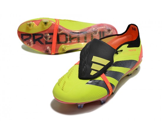 Adidas Predator Elite Tongue FG Black Yellow And Red Low Soccer Cleats For Men