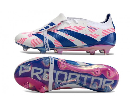 Adidas Predator Elite Tongue FG Pink Deep Blue White Low Soccer Cleats For Men