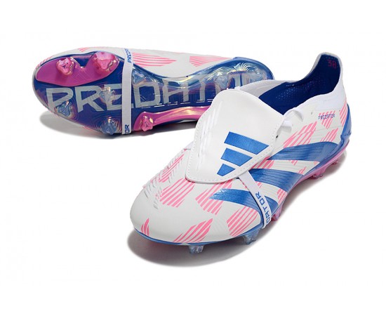 Adidas Predator Elite Tongue FG Pink Deep Blue White Low Soccer Cleats For Men