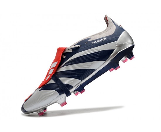 Adidas Predator Elite Tongue FG Silver Black Red And White Low Soccer Cleats For Men