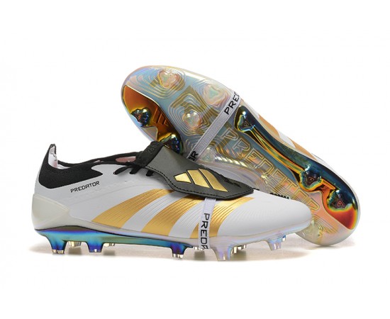 Adidas Predator Elite Tongue FG Soccer Cleats Gold White Black For Men