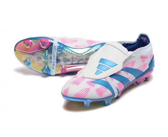 Adidas Predator Elite Tongue FG Soccer Cleats Pink Beige Ltblue For Men