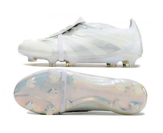 Adidas Predator Elite Tongue FG White And Grey Low Soccer Cleats For Men