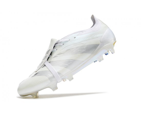 Adidas Predator Elite Tongue FG White And Grey Low Soccer Cleats For Men