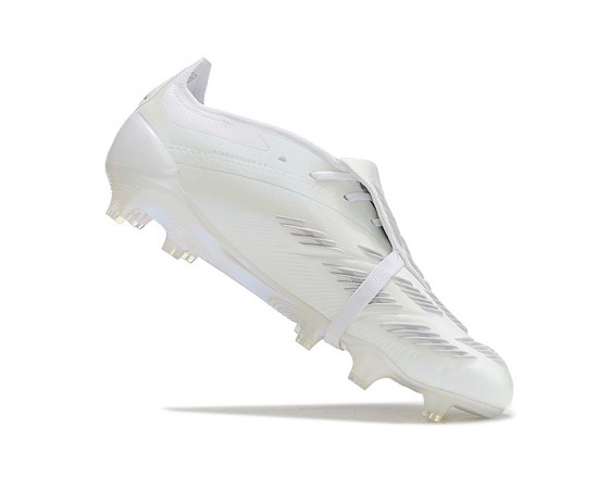 Adidas Predator Elite Tongue FG White And Grey Low Soccer Cleats For Men