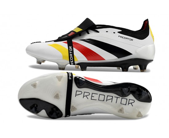 Adidas Predator Elite Tongue FG White Black Red Yellow Low Soccer Cleats For Men