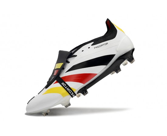 Adidas Predator Elite Tongue FG White Black Red Yellow Low Soccer Cleats For Men