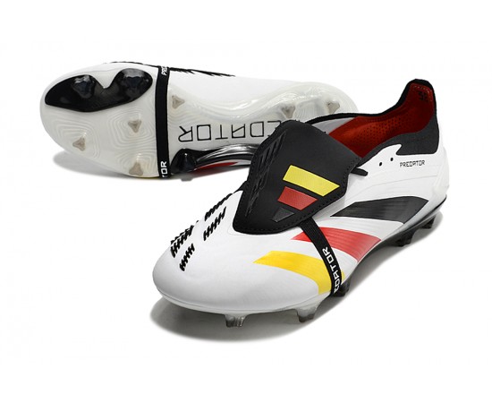 Adidas Predator Elite Tongue FG White Black Red Yellow Low Soccer Cleats For Men