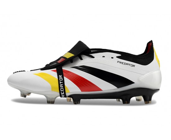 Adidas Predator Elite Tongue FG White Black Red Yellow Low Soccer Cleats For Men