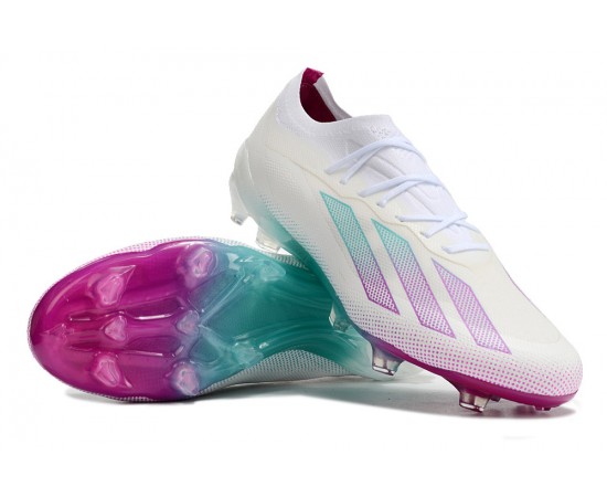 Adidas X 23 Crazyfast.1 FG  Soccer Cleats Beige White Purple For Men