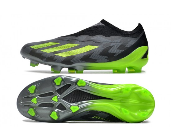 Adidas X Crazyfast.1 Laceless FG Low Soccer Cleats Black Green For Men