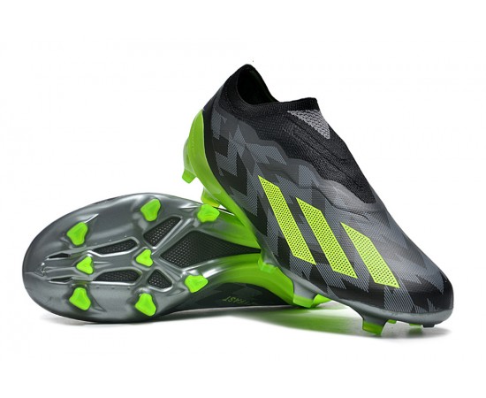 Adidas X Crazyfast.1 Laceless FG Low Soccer Cleats Black Green For Men