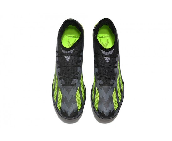 Adidas X Crazyfast.1 Laceless TF Low Soccer Cleats Black Green For Men