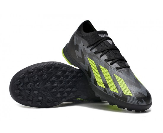 Adidas X Crazyfast.1 Laceless TF Low Soccer Cleats Black Green For Men