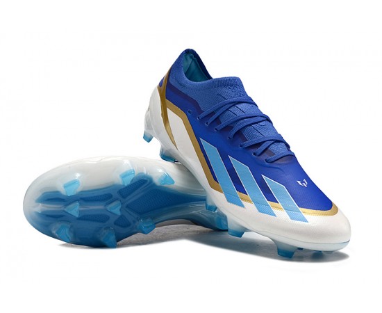 Adidas X Crazyfast.1 Messi FG Boost Soccer Cleats White Blue Deep Blue For Men And Women