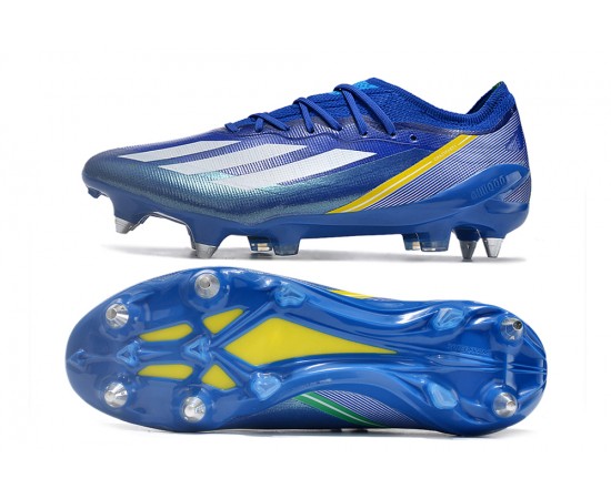 Adidas X Crazyfast1 SG Blue Ltblue Yellow Silver Soccer Cleats For Men