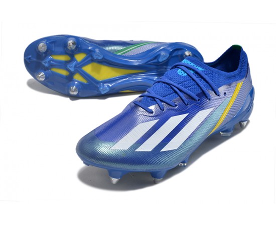 Adidas X Crazyfast1 SG Blue Ltblue Yellow Silver Soccer Cleats For Men