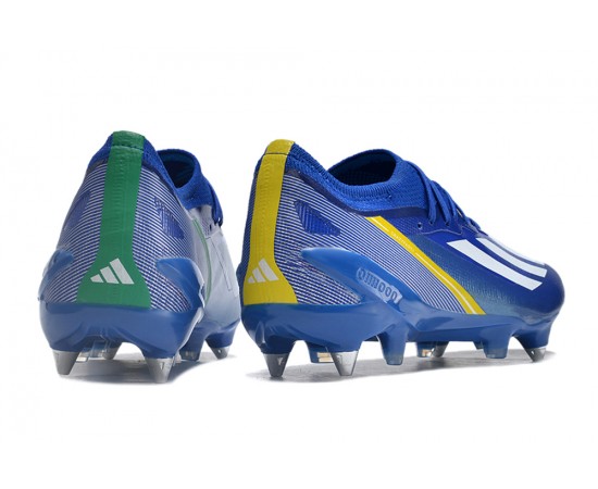 Adidas X Crazyfast1 SG Blue Ltblue Yellow Silver Soccer Cleats For Men