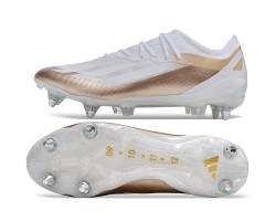 Adidas X Crazyfast1 SG White Gold Silver Low Soccer Cleats For Men