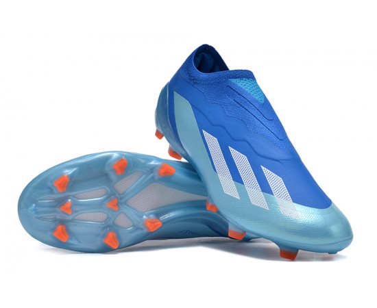 Adidas x23crazyfast.1 FG Low Soccer Cleats Blue Silver Orange For Men And Women