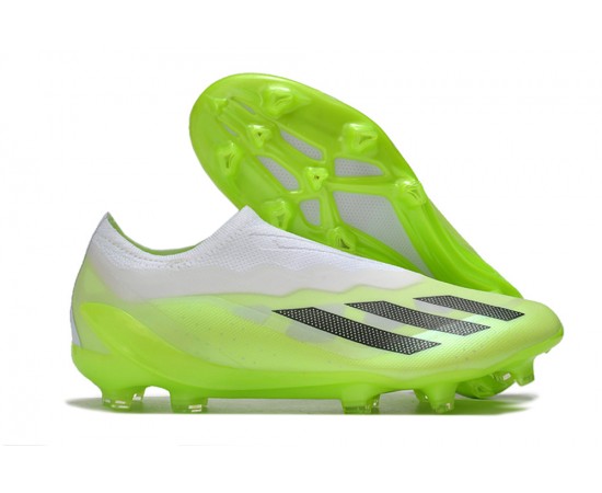 Adidas x23crazyfast.1 Laceless FG Low Soccer Cleats White Black Green For Men