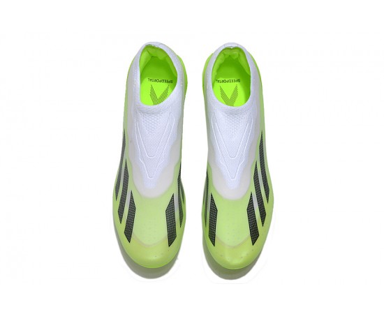 Adidas x23crazyfast.1 Laceless FG Low Soccer Cleats White Black Green For Men