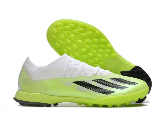 Adidas x23crazyfast.1 Laceless TF Low Soccer Cleats White Black Green For Men